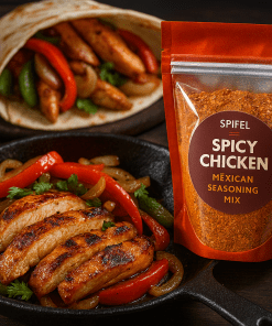 چاشنی جوجه مکزیکی اسپایفل با مرغ کاراملی و سبزیجات مکزیکی تازه